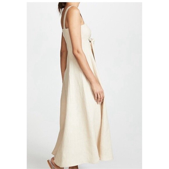 Mara Hoffman Size 4 100% Hemp Maxi Beige Dress Tie Front USA Made - Picture 8 of 16